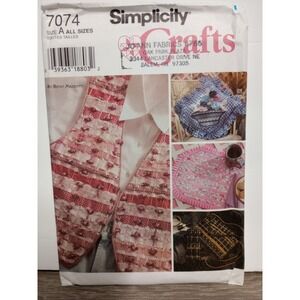 VTG 1996 Simplicity 7074 Vest Placemat Pillow Purse‎ - by Betsy Mazziotti UNCUT